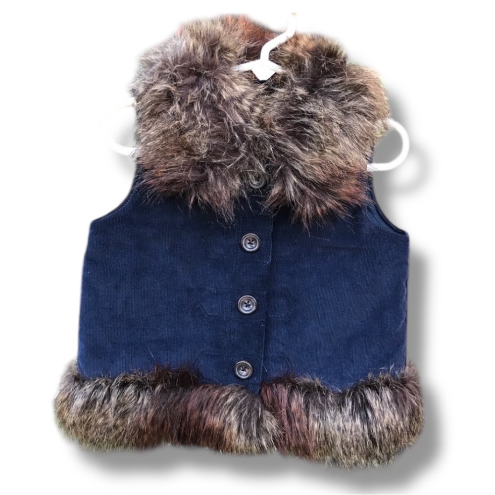 Gap Baby fur vest. Cotton corduroy & button vest 4T